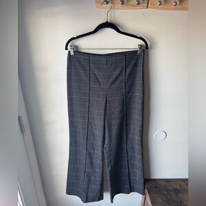 Vince Camuto Glen Plaid Wide Leg Pull-On Trousers Zipper Enclosure Size Medium